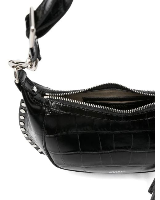 Isabel Marant Black Schultertasche mit Kroko-Prägung