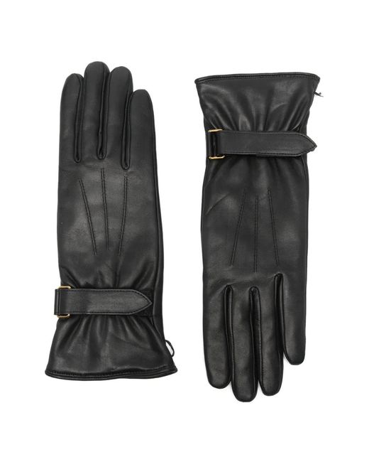 Isabel Marant Black Buckle Logo-Debossed Gloves