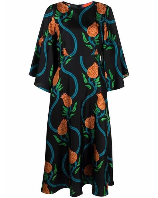 LaDoubleJ Green Sorella Silk-Twill Midi Dress