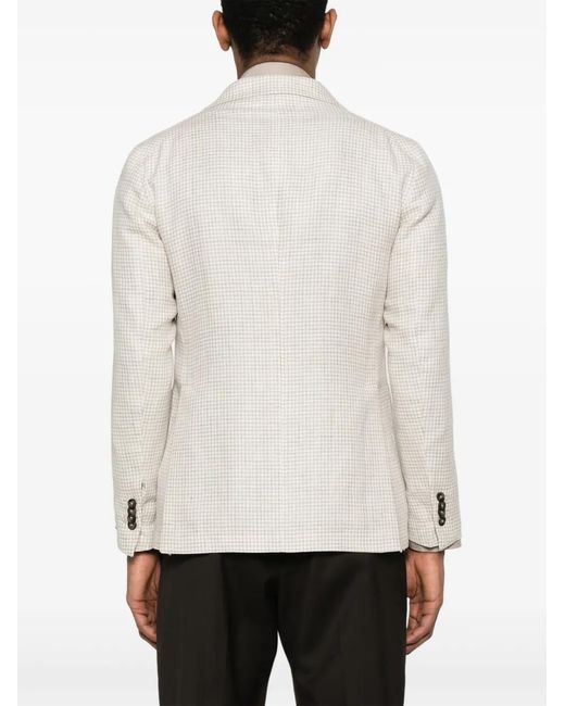 Tagliatore White Houndstooth-Pattern Blazer for men