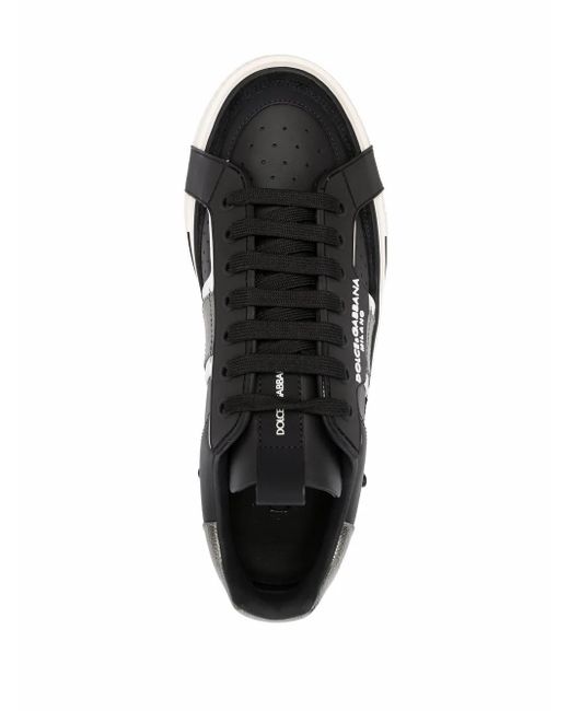 Dolce & Gabbana Black Calfskin 2.zero Custom Sneakers With Contrasting Details for men