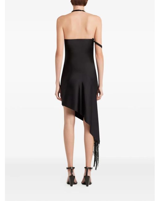 Courreges Asymmetrische Jurk Met Kanten Afwerking in het Black
