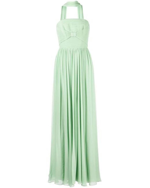 Elie Saab Green Strapless Silk Gown