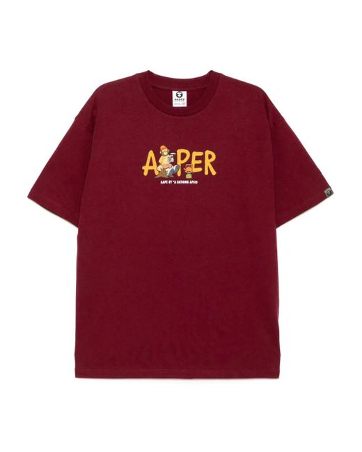 Aape By A Bathing Ape Red Aaper T-Shirt for men