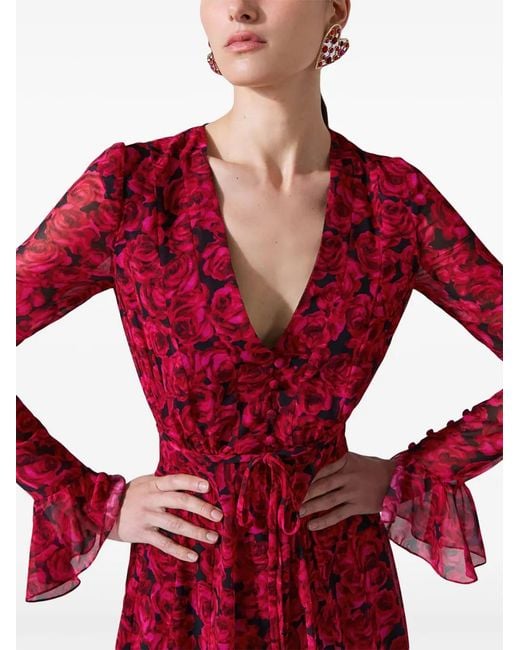 Carolina Herrera Red Georgette Midi Dress