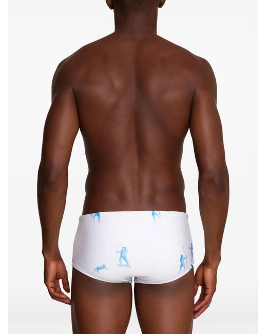 Amir Slama White Short De Bain Imprimé for men