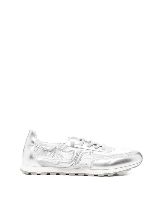 Candice Cooper White Metallic-Finish Panelled Sneakers