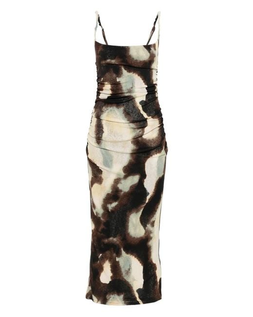 Nanushka White Ruched-Detail Midi Dress