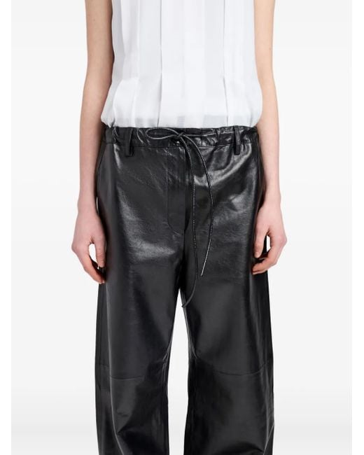 Proenza Schouler Black Magnus Drawstring Leather Trousers