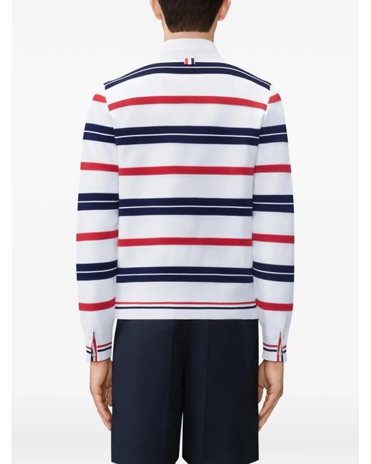 Thom Browne White Striped Sweater for men
