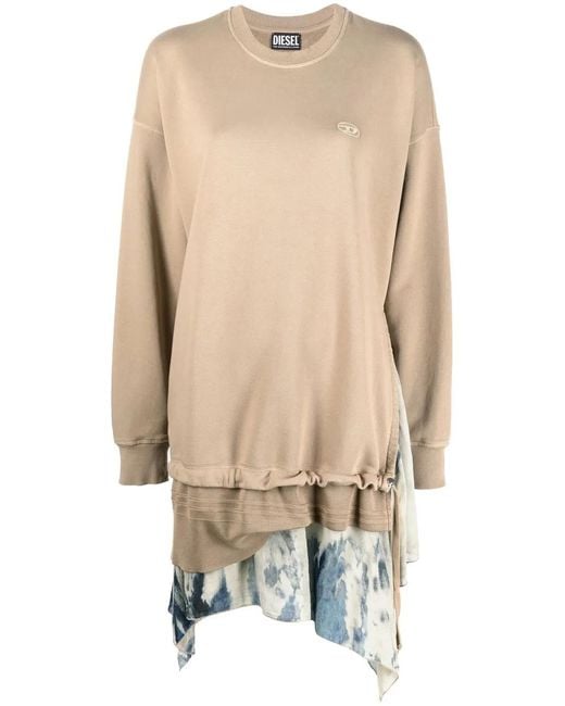 DIESEL Natural Rolly Chiffon-Trim Sweater Dress
