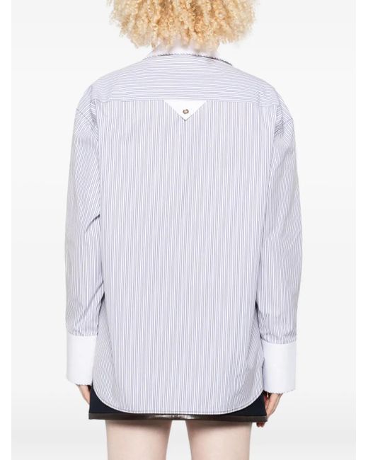 Camisa a rayas con cuello en contraste Sandro de color White