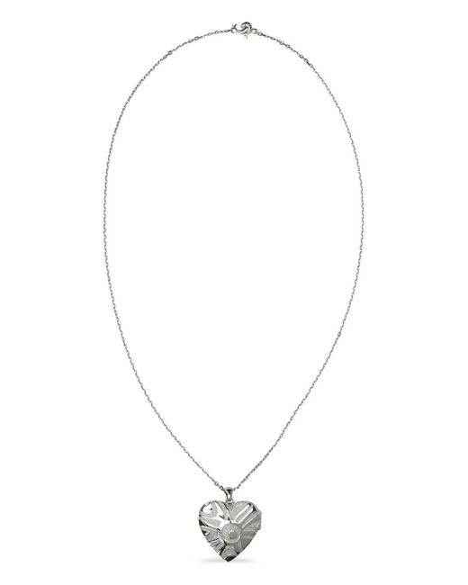 Emilio Pucci White Heart Mirror Pendant Necklace