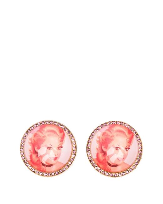 Chopova Lowena Pink Portrait Rhinestoneembellished Hair Clips (Set Of Two)