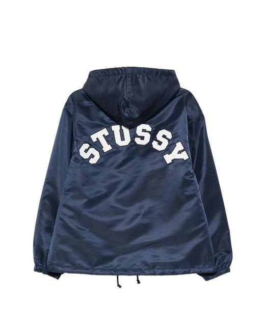 Stussy Blue Hooded Drawstring Jacket for men