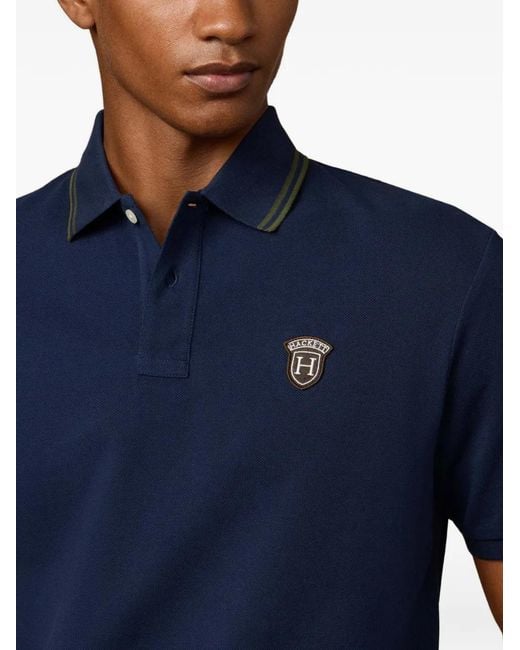 Hackett Poloshirt Met Patch in het Blue voor heren