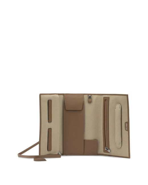 Le Tanneur Brown Logo-Print Wrap-Around Clutch Bag