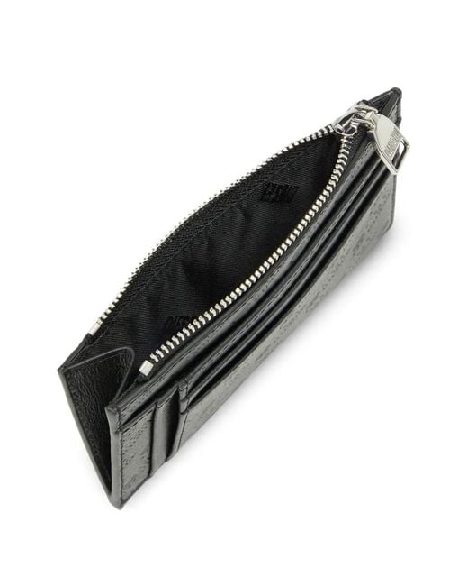 DIESEL Gray Monogram Embossed Card Case for men