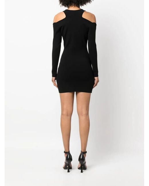 Nissa Black Cold-Shoulder Mini Dress
