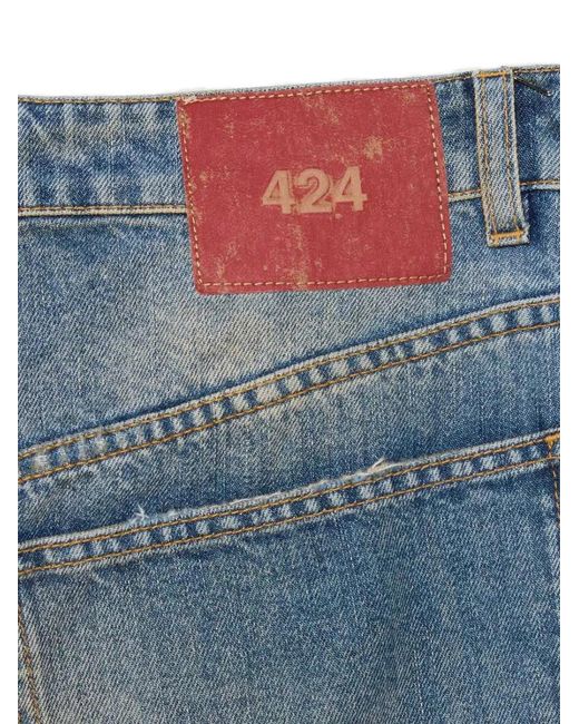 424 Blue Big Daddy Distressed-Effect Wide-Leg Jeans for men