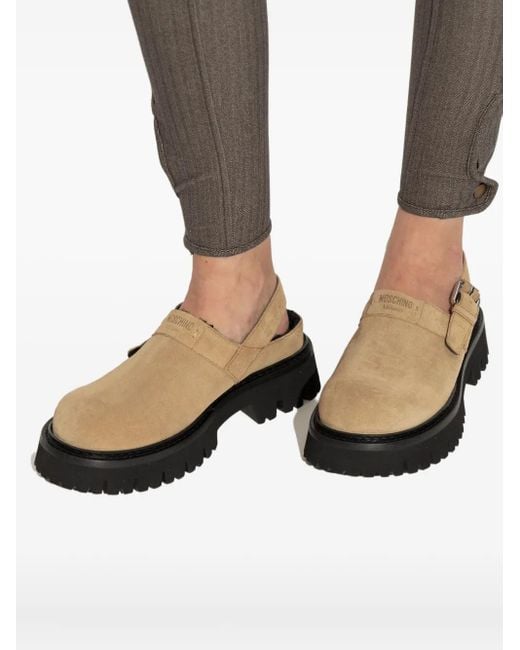 Moschino Natural Buckle Strap Mules