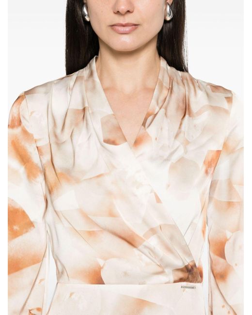Robe en satin à imprimé abstrait Calvin Klein en coloris Natural