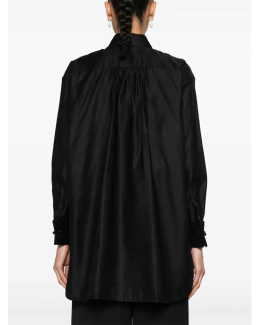 Max Mara Black Bow-Detail Cotton Shirt