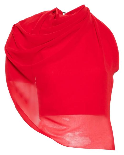 Jacquemus Red Le Haut Pablo Draped Chiffon Top
