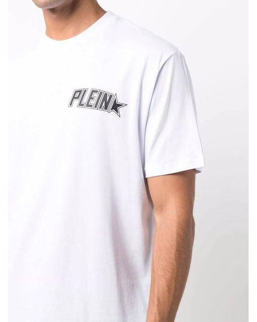 Philipp Plein White Plein Star Logo Print T-Shirt for men