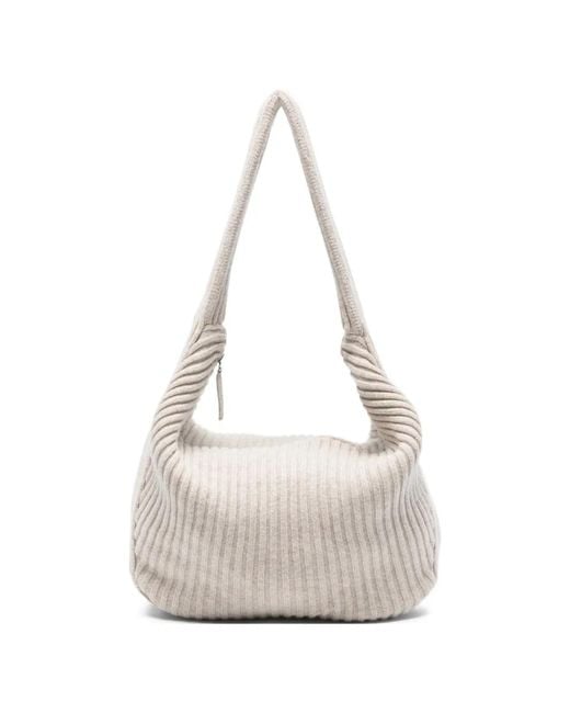 AYA MUSE White Sac Porté Épaule Zippé À Design Côtelé