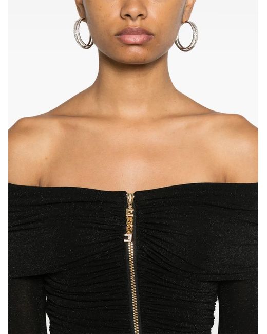 Elisabetta Franchi Black Lurex Mini Dress