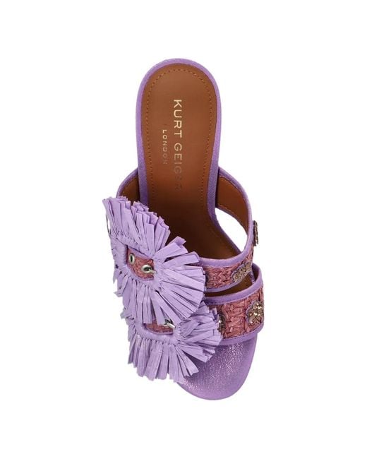 Kurt Geiger Purple Raffia Buckle Sandals