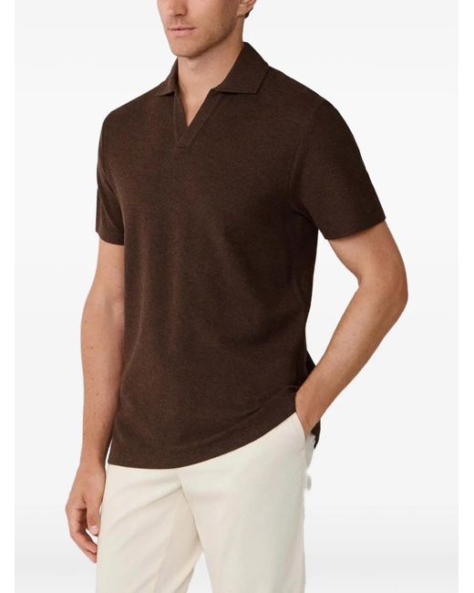 Hackett Brown V-Neck Polo Shirt for men