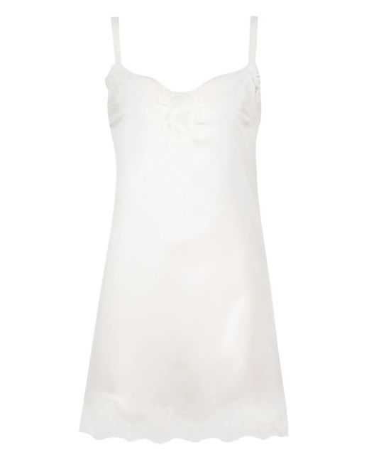 Dolce & Gabbana White Lace-Detailing Silk-Blend Camisole