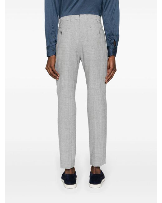 Incotex Gray Houndstooth Tapered Trousers for men