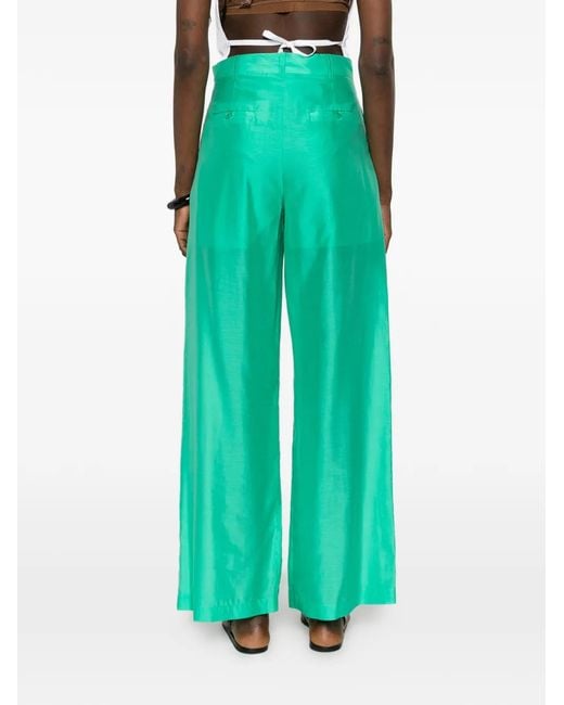 SOLOTRE Green Pleated Trousers