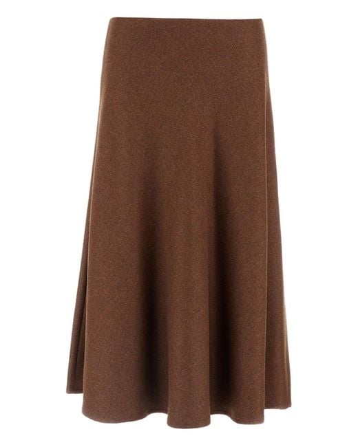 Herno Brown Pleated Wool Skirt