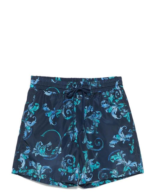 Versace Jeans Couture Blue Barocco-Print Swim Shorts for men