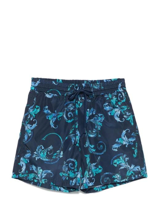Versace Jeans Couture Blue Barocco-Print Swim Shorts for men