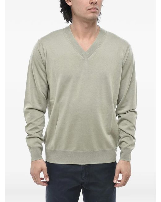 Paolo Pecora Gray V-Neck Sweater for men