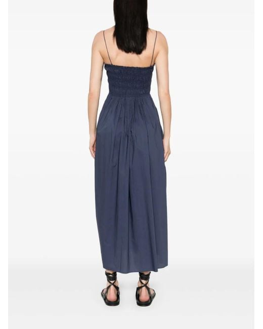 Matteau Blue Shirred-Bodice Midi Dress