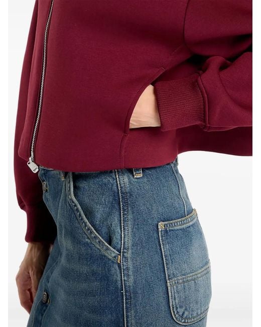 Calvin Klein Red Logo-Detail Balloon-Sleeve Bomber Jacket