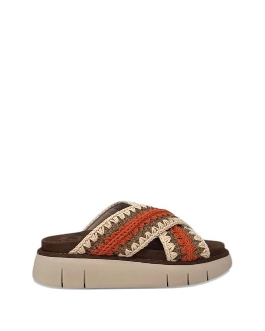 Mou Brown Bounce Woven-Straps Sandals