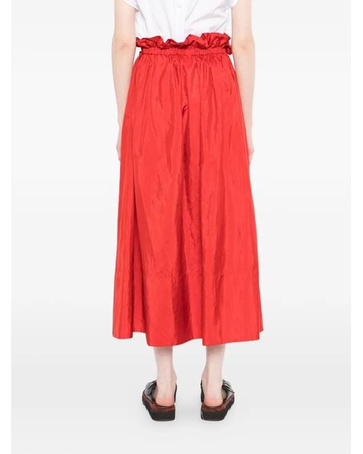 Jil Sander Red Ruffled Skirt