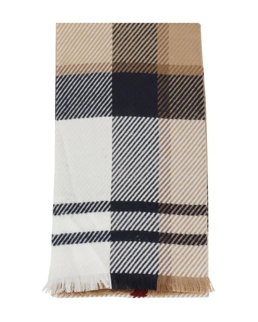 Barbour Tartan-check Fringed Scarf Gray