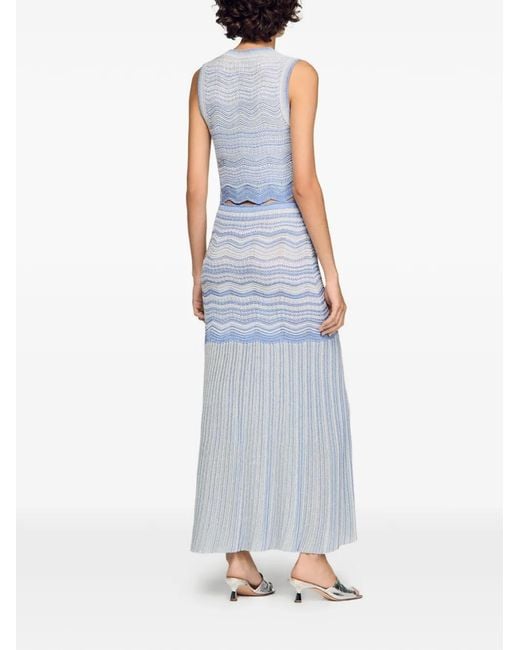 Sandro Blue Maxi Decorative Knit Skirt