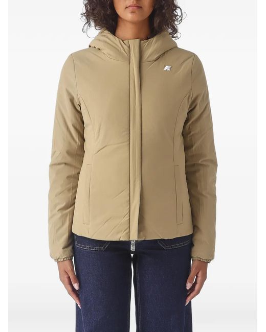 K-Way Black Lily Hooded Logo-Patch Jacket