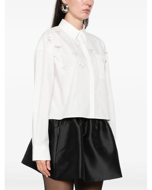 Maje White Bow Jewel Shirt