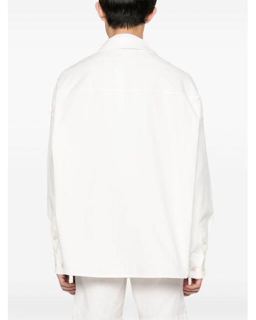 Valentino Garavani White Rubberized-logo Canvas Shirt Jacket for men