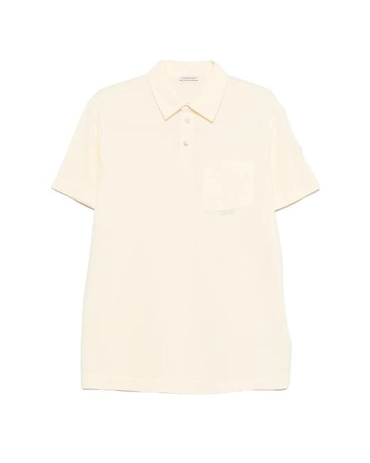 Moncler White Logo-Patch Polo Shirt for men